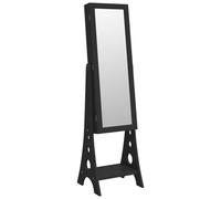 vidaXL Mirror Jewellery Cabinet with LED Lights Free Standing Black, Black