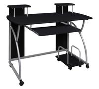 (Black) vidaXL Mobile Computer Desk Pull Out Tray Finish Table Multi Colours/Sizes