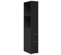 (black) vidaXL Narrow Bathroom Cupboard with Wheels Storage Cabinet Engineered Wood