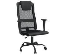 (Black) vidaXL Office Chair Swivel Computer Chair Black Mesh Fabric and Faux Leather