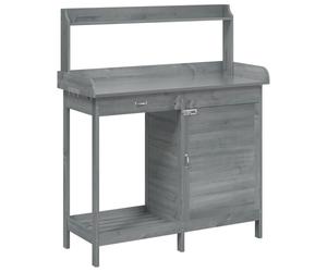 (black) vidaXL Potting Table with Cabinet Potting Bench Plant Table Solid Wood Fir