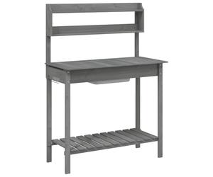 (black) vidaXL Potting Table with Sink Potting Bench Plant Table Grey Solid Wood Fir
