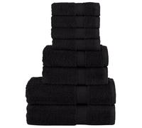 (black) vidaXL Premium Towel Set 8 Piece Absorbent Shower Towel Bath Towels 600 gsm