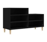 Shoe Cabinet Black 102x36x60cm Engineered Wood 5-Tier Wooden Legs WallAnchor Fix