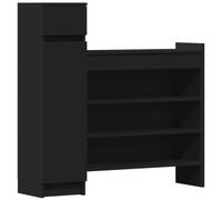 (black) vidaXL Shoe Cabinet Shoe Storage Cupboard Shoe Rack Shelf Engineered Wood