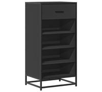 (black) vidaXL Shoe Rack Smoked Oak 48x38x97.5 cm Engineered Wood shoe storage