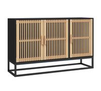 vidaXL 3 Door Black Wooden Sideboard - Size: 65 x 105 x 30cm - Wilko