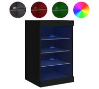 (black) vidaXL Sideboard with LED Lights Cupboard Highboard Storage Cabinet Smoked Oak