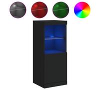 (black) vidaXL Sideboard with LED Lights Cupboard Highboard Storage Cabinet Sonoma Oak