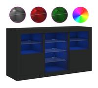 (black) vidaXL Sideboard with LED Lights Cupboard Highboard Storage Cabinet Sonoma Oak