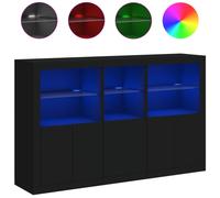 (black) vidaXL Sideboard with LED Lights Home Cupboard Side Cabinet Storage Highboard