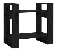 Vidaxl Book Cabinet/Room Divider Black 60X35X57 Cm Solid Wood Pine, Black