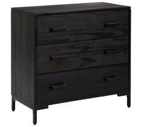 (black) vidaXL Solid Wood Pine Chest of Drawers Recycled Sideboard Drawer Cabinet