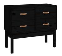 (Black) vidaXL Solid Wood Pine Console Cabinet Home Sideboard Highboard Multi Colours