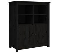 (Black) vidaXL Solid Wood Pine Sideboard Side Cabinet Home Organiser Multi Colours