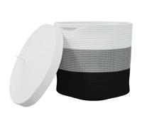 (black) vidaXL Storage Basket with Lid Laundry Washing Basket Laundry Hamper Cotton