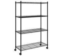 (black) vidaXL Storage Shelf with Wheels Shelving Unit Workshop Storage Rack Unit