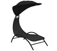 (black) vidaXL Sun Lounger Sun Bed Day Bed Sunlounger with Canopy Fabric and Steel