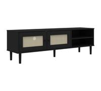 (black) vidaXL TV Cabinet TV Unit TV Stand SENJA Rattan Look Brown Solid Wood Pine