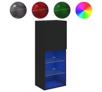 vidaXL TV Cabinet with LED Lights Black 40.5x30x102 cm, Black