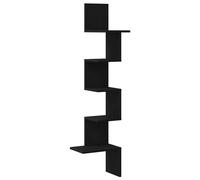 vidaXL Wall Corner Shelf Black 32x32x127,5 cm Engineered Wood, wall shelf, wall-mounted shelf, wall display shelf, corner shelf, hanging shelf