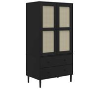 Wardrobe Clothes Storage Cabinet SENJA Rattan Look Solid Wood Pine vidaXL