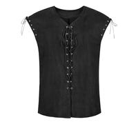Black Viking Fancy Dress Costume Men Medieval Vest Pirate Retro Renaissance Gothic Victorian Halloween Cosplay Waistcoat M