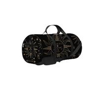 Black Vintage Boho Golden Sun Moon Comet Sports Bag Tote Bag Waterproof Gym Bag with Shoulder Strap Zipper 2 Side Pockets for Men and Women, Travel and Storage Shoulder Bag.
