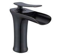 Black Vintage Brass Bathroom FaucetSingle Handle Sink Mixer Tap Hot & Cold Water Ideal for Washbasin & Bathroom Elegant Waterfall Design Durable & Stylish
