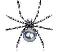 Black Vintage Brooch for Women Girls Spider Cubic Zircon Imitated Pearl Brooches Sun Shaped Brooch Pin Female Scarf Clip Corsage Lapel Jewelry Halloween Clothing Accessory Novelty Brooches and Pins