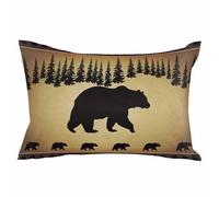 Black Vintage Forest Bear Pillowcases Country Farmhouse Pine Soft Bed Throw Pillow Covers Case, Decorative Pillow Sham Cushion Cover with Hidden Zipper for Bed Sofa Couch