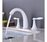 Black Vintage Full Copper hot and Cold Nordic Style Basin Double Handle Three-Hole Split Three-Piece Faucet Gold, White Version