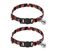 Black Vintage Rose Garden Collars for Cats, 2 Pack Bell Collar for Small Dogs