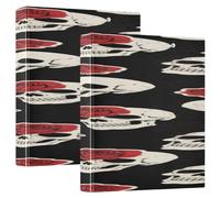 Black Vintage Roses Skull 1 and A Half Inch Binders 3 Ringing with Interior Pockets Pack of 1/2 Office Binder Supplies Hardcover