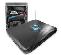 Black Vinyl King Waterproof Fitted Massage Bed Sheet with Side Pocket | Mattress Protector, Bed Cover for Nuru Massage - Oil, Water-Based, Silicone Safe | 183cm x 203cm + 40cm Deep Pocket