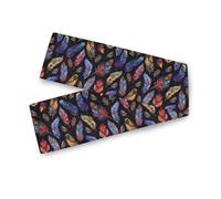 Black Vivid Color Feather decorative beige table runner, 13x70inches, fall birthday party decorations reusable runners for tables decoracion rustica para sala 70" Long