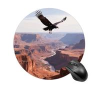 Black Vulture Over Canyon Round Mouse Pad 7.8 Inch - Non-Slip Rubber Base Mouse Mat Portable Ergonomic Desk Mat for Office, Laptop, Travel, Wireless Mice Mats - Waterproof & Durable Design