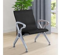 Black Waiting Room Chair - Comfortable Office Guest Reception Bench with Backrest & Armrests - Ideal Airport, Clinic, Hospital, Salon, and Bank Lobby Furniture