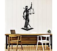 Black Wall Art, Goddess of Justice Decor, Law Symbol Style, Office Sticker, Metal Wall Art, Artwork Decoration, for Living Room,Bedroom Hallway and Stairs Nature Home Decor Gift (L21.86