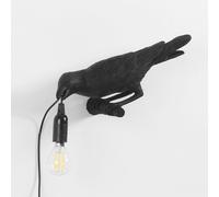 (Black wall lamp on the left) Modern Bird Table/Wall Lamps Resin Crow Desk Lamp Bedroom Sconce Light