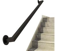 Black Wall Mount - Industrial Iron Square Stair Support 1m to 2.5m Adjustable Pipe Railing for Stairways Staircase Safety Solution (330cm)