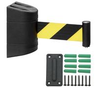 Black Wall Mount Queue Belt Barrier 2/3/5/10M Retractable Crowd Control Wall Barrier with Mounting Accessories,for Playground Park Hotel Crowd Control/a/2M/6.6Ft
