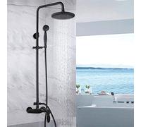 Black Wall Mount Rainfall 8 Inch Round Shower Head 2 Functions 1 Handle Bathroom Bathtub Shower Faucet Set Mixer Taps