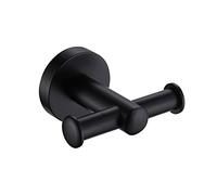 Black Wall Mounted Bathroom Accessories Stainless Steel Hand Towel Ring Rail Vanity Shelf Modernity (Double Robe Hook)