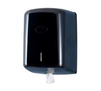 Black Wall Mounted Centerfeed Dispenser - White Tissue & Blue Roll Holder for Kitchen, Bathroom, Business Use - Hygienic, Durable Centre Pull Towel Dispenser for Commercial & Home