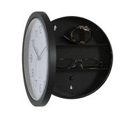 Black Wall Mounted Clock with Door for Storage Secret Interior Compartment, Hidden Safe for Storing Valuables