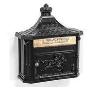 Black Wall Mounted Letter Post Box Outdoor Garden Locking Vintage Style Store