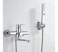 Black Wall-Mounted Shower Faucet Set Single Lever Bathtub Mixer with Swivel Spout Hot & Cold Water Bath Tap Modern Showerhead Ensemble for Bathroom