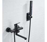 Black Wall-Mounted Shower Faucet Set Single Lever Bathtub Mixer with Swivel Spout Hot & Cold Water Handheld Showerhead Stylish Bathroom Tap for Modern Decor