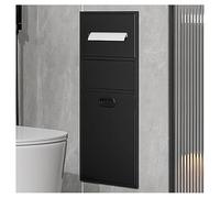 Black Wall Mounted Shower Niche - Stainless Steel Recessed Organizer Shelf with Trash Can for Bathroom, Kitchen, Hotel Storage (30x65x14cm) - No Tile Required